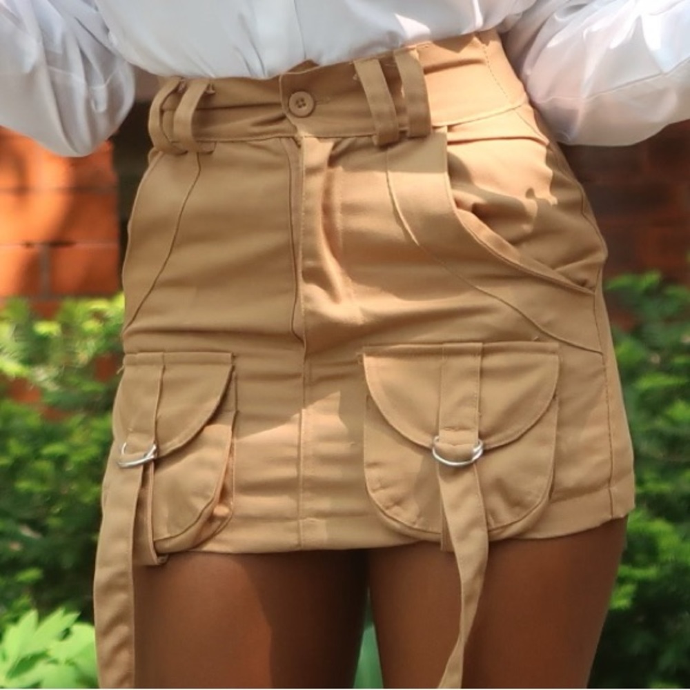 BRAND NEW Stone Cargo Pocket Detail Micro Mini Skirt Sz XS
